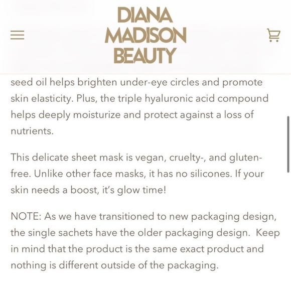 🦋$5 ~ Diana Madison Beauty The Glow Factor Rosehip Seed Oil Hydrating Mask NEW - Picture 6 of 8